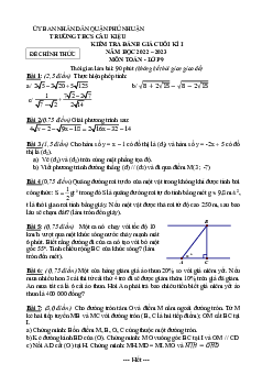 Đề cuối kì 1 Toán 9 năm 2022 – 2023 trường THCS Cầu Kiệu – TP HCM