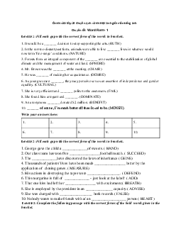 Ôn thi vào lớp 10 chuyên Anh và thi Học sinh giỏi môn tiếng anh Chuyên đề Word Form