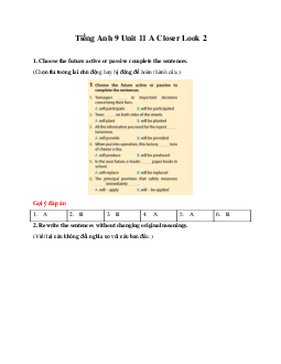 Tiếng Anh 9 Unit 11 A Closer Look 2