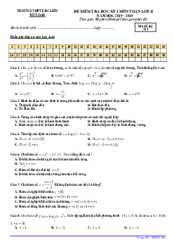 Đề kiểm tra học kỳ 1 Toán 12 năm 2019 – 2020 trường THPT Kim Liên – Hà Nội