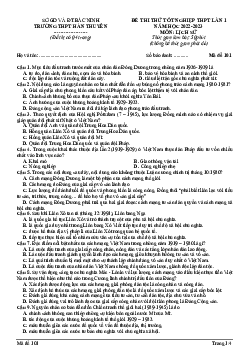 Đề thi thử THPT Quốc gia năm 2023 môn Sử lần 1 trường THPT Hàn Thuyên, Bắc Ninh
