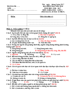 Đề thi học kì 2 môn Khoa học lớp 5 có bảng ma trận đề thi theo Thông tư 22 - Đề số 2