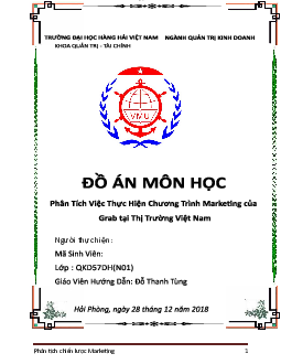 Phân tích chiến lược Marketing của Grab tại Việt Nam | Đồ án môn Phân tích chiến lược Marketing