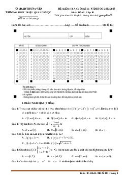 Đề cuối kì 2 Toán 10 năm 2022 – 2023 trường THPT Triệu Quang Phục –Hưng Yên