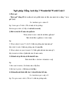 Ngữ pháp Tiếng Anh lớp 3 Wonderful World Unit 5 My clothes