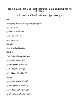 Giải Toán 8 Bài 6: Hiệu hai bình phương. Bình phương của một tổng hay một hiệu | Kết nối tri thức