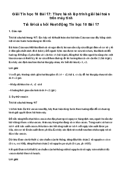 Giải Tin học 10 Bài 17: Thực hành lập trình giải bài toán trên máy tính | Cánh diều