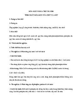 Hóa học 9 Bài 6 Thực hành: Tính chất hóa học của oxit và axit