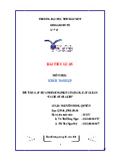 Tiểu luận Lập dự án khởi nghiệp cửa hàng EAT CLEAN môn Quản trị học - Trường Đại học Thủ Dầu Một.