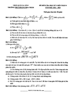 Đề học kỳ 1 Toán 9 năm 2021 – 2022 trường THCS Hoàng Hoa Thám – Hà Nội