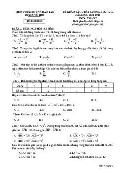 Đề học kì 2 Toán 7 năm 2022 – 2023 phòng GD&ĐT Vũ Thư – Thái Bình