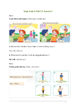 Giải Tiếng Anh lớp 4 Unit 13: Lesson 1 | Global Success