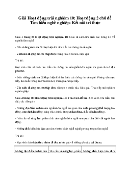 Giải Hoạt động trải nghiệm 10: Hoạt động 2 chủ đề 9 Kết Nối Tri Thức