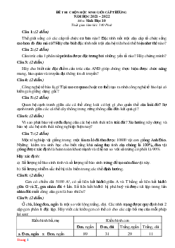 Đề thi HSG Sinh học 10 cấp trường 2022 (có đáp án)