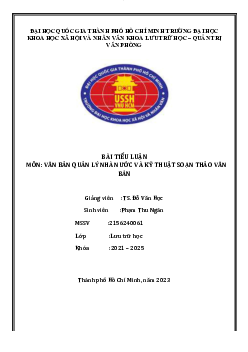 Tiểu luận | Lưu Trữ Và Khai Thác Dữ Liệu | Đại học Khoa học Xã hội và Nhân văn, Đại học Quốc gia Thành phố HCM