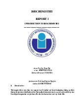 Introductory Report on Key Learnings | Môn Biochemistry - Trường Đại học Quốc tế, Đại học Quốc gia Thành phố Hồ Chí Minh