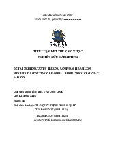 Tiểu luận Nghiên Cứu Thị Trường Bia Sài Gòn | Môn Nghiên cứu Marketing - Đại học Gia Định