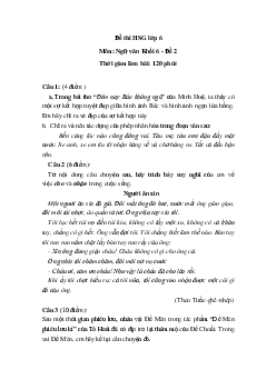 Đề thi học sinh giỏi lớp 6 môn Ngữ Văn năm 2020 - 2021 - Đề 2