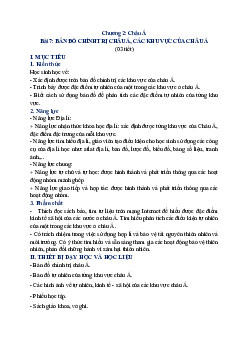 Giáo án Địa lí 7 Bài 7: Bản đồ chính trị châu Á, các khu vực của châu Á sách Chân trời sáng tạo