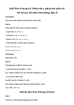 Giải Toán 6 Bài 4: Phép nhân, phép chia phân số | Cánh diều