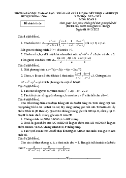 Đề KSCL mũi nhọn Toán 8 năm 2022 – 2023 phòng GD&ĐT Nông Cống – Thanh Hóa