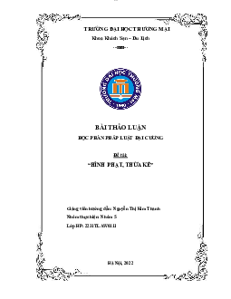 Bài thảo luận về "Hình phạt, Thừa kế" | Đại học Thương Mại