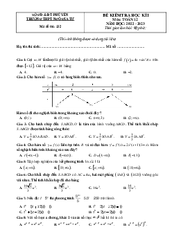 Đề học kì 1 Toán 12 năm 2022 – 2023 trường THPT Ngô Gia Tự – Phú Yên