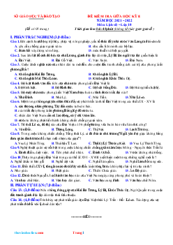 Đề thi GHK2 Lịch Sử 10 năm 2022-Đề 4(Có đáp án)