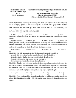 Đề thi thử THPT Quốc gia môn Vật Lí chuẩn cấu trúc đề minh họa 2021 - Đề 5 (có lời giải chi tiết)