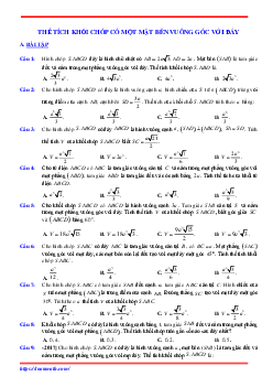 Bài tập thể tích khối chóp có một mặt bên vuông góc với đáy Toán 12