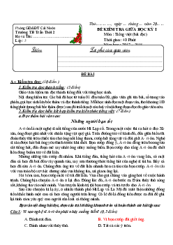 Đề thi giữa học kì 1 môn Tiếng Việt lớp 5 năm 2017 - 2018