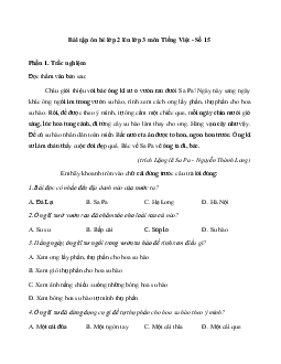 Bài tập ôn hè lớp 2 lên lớp 3 năm 2024 môn Tiếng Việt - Đề 15