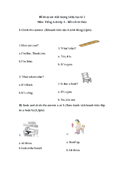 Đề thi giữa học kì 2 lớp 1 năm 2023 - 2024 | Tiếng anh 1 |  đề 1