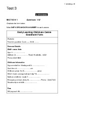 Test 3: Early Learning Childcare Centre Enrolment Form