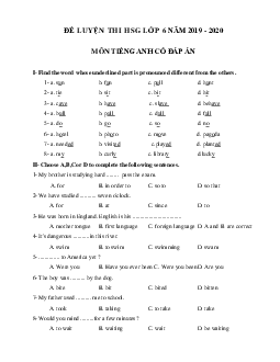 Đề luyện thi học sinh giỏi lớp 6 môn Tiếng Anh năm học 2019 - 2020 số 8