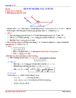 94 bài tập trắc nghiệm tích vô hướng của hai vectơ có đáp án và lời giải