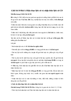 Giải Sử 10 Bài 1: Hiện thực lịch sử và nhận thức lịch sử Cánh diều