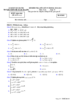 Đề giữa học kì 1 Toán 11 năm 2021 – 2022 trường THPT Thị xã Quảng Trị