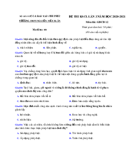 Đề thi thử THPT Quốc gia 2021 môn GDCD trường Nguyễn Viết Xuân lần 3 có đáp án