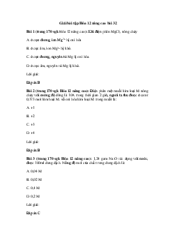 Hóa học 12 - Luyện tập: Tính chất của kim loại kiềm, kim loại kiềm thổ