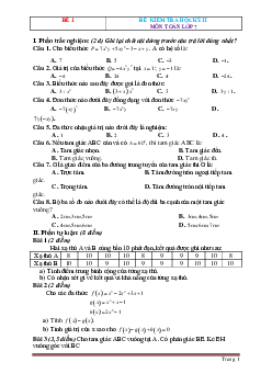 Bộ đề thi toán 7 học kì 2 năm 2019-2020 (có đáp án)