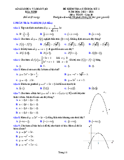 Đề kiểm tra cuối học kỳ 1 Toán 10 năm 2023 – 2024 sở GD&ĐT Bắc Ninh
