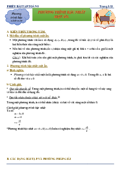 Phiếu bài tập Toán 8 chủ đề phương trình bậc nhất và hàm số bậc nhất