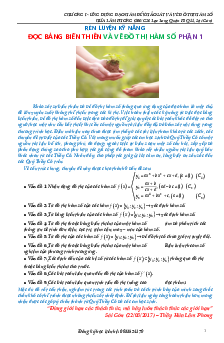 Rèn luyện kỹ năng đọc bảng biến thiên và vẽ đồ thị hàm số – Hứa Lâm Phong Toán 12