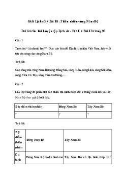 Giải Lịch sử Địa lí lớp 4 Bài 18: Thiên nhiên vùng Nam Bộ | Cánh diều