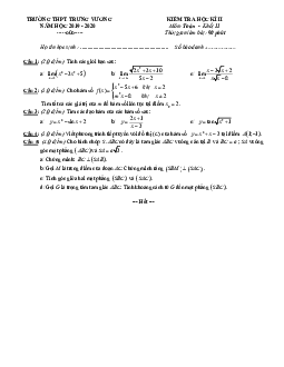 Đề thi học kì 2 Toán 11 năm 2019 – 2020 trường THPT Trưng Vương – TP HCM