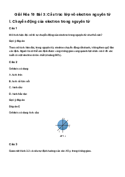 Hóa học 10 Bài 3: Cấu trúc lớp vỏ electron nguyên tử - Kết Nối Tri Thức