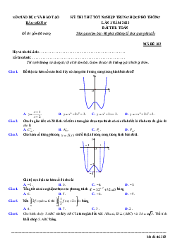 Đề thi thử THPT Quốc gia năm 2023 môn Toán lần 1 Sở GD&ĐT Bắc Giang (có đáp án)