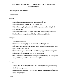 Đề cương ôn tập giữa học kì 1 môn Ngữ văn 10 sách Cánh diều