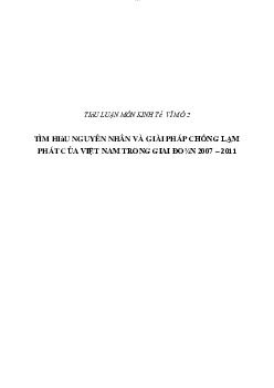 Tiểu luận: tìm hiểu nguyên nhận và giải pháp chống lạm phát của Việt Nam